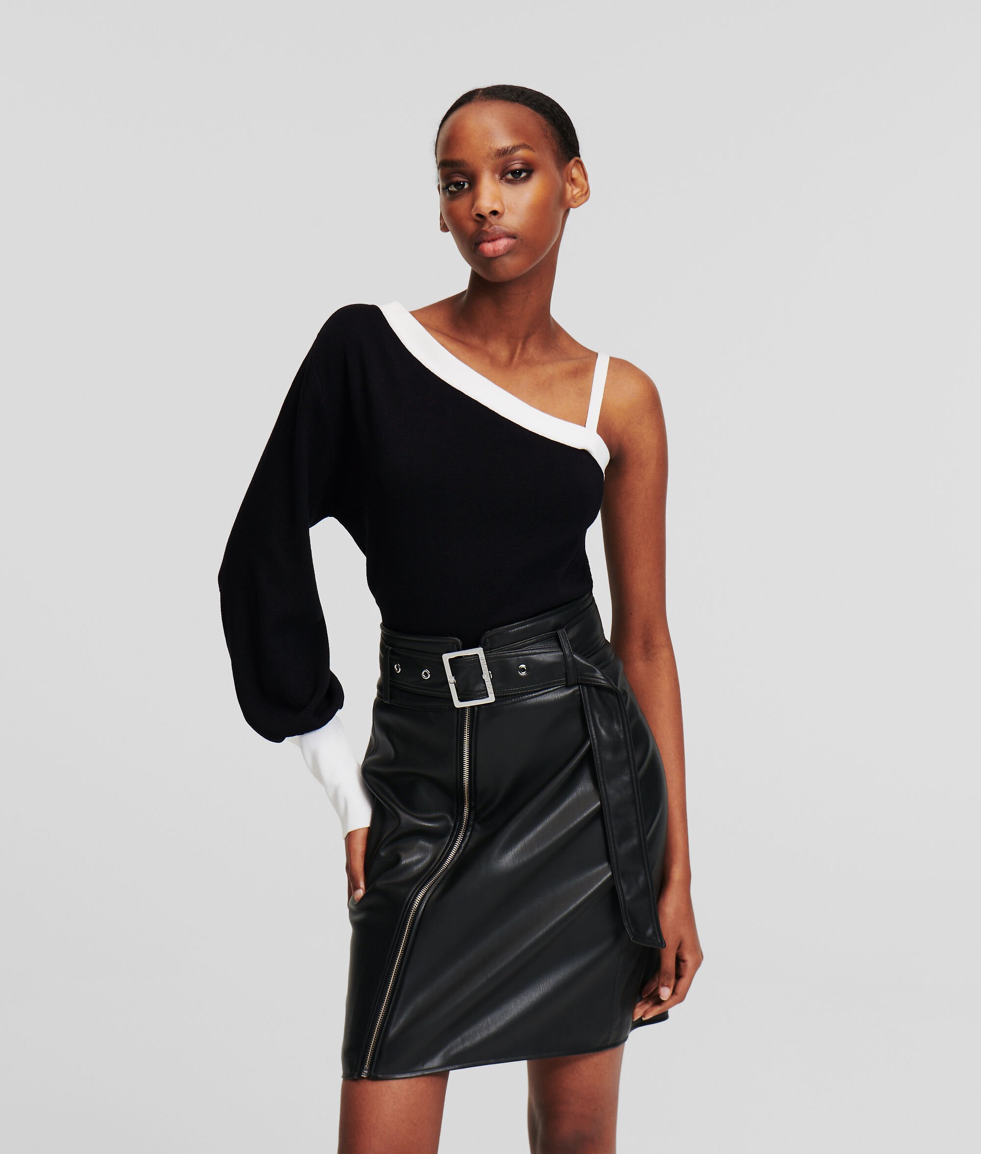 (image for) Effortless KARL ESSENTIALS ONE SHOULDER KNIT JUMPER